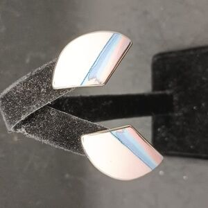 Pink and Blue Geometric Clip On Earrings